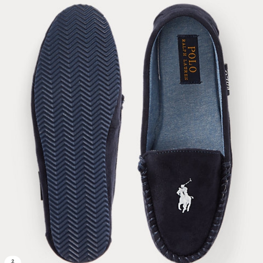 Ralph Lauren Suede Slippers Navy